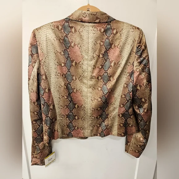 NWT - Anne Klein Collection - Cotton Silk Blend Faux Snakeskin Tuxedo Blazer